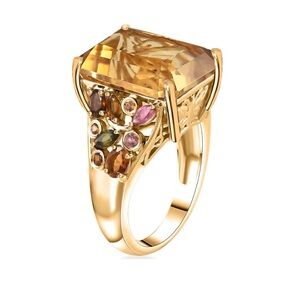 Elegant Citrine & Tourmaline Stones in 18k Vermeil YG over Sterling Silver